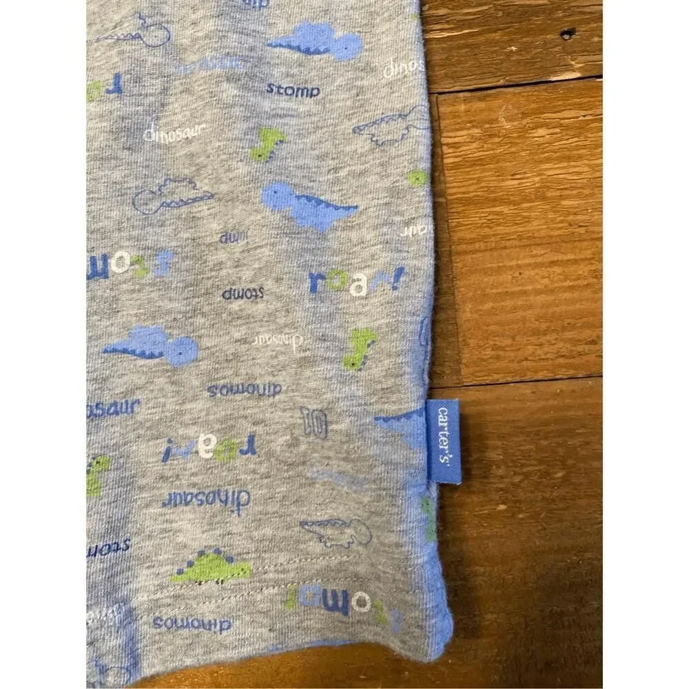 Carters 0-3 month vintage grey blue dinosaur outfit one piece romper boys baby